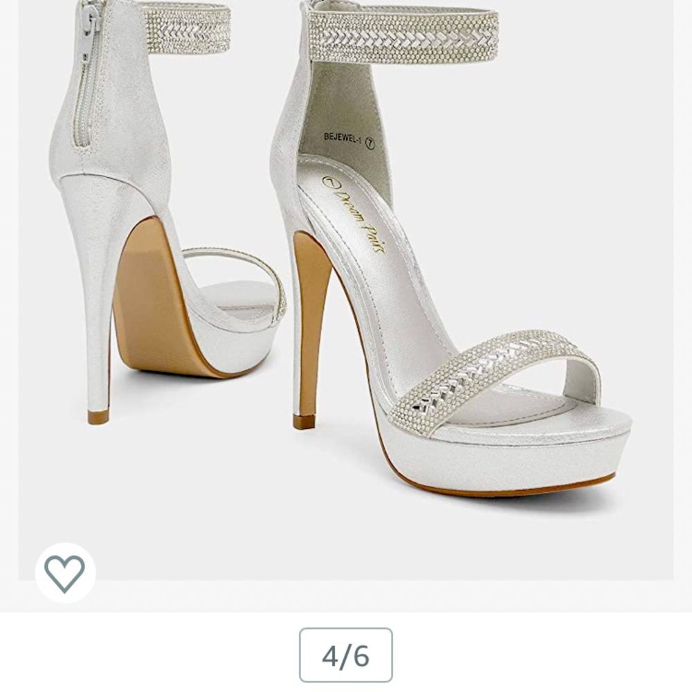 Silver rhinestone straps pumps